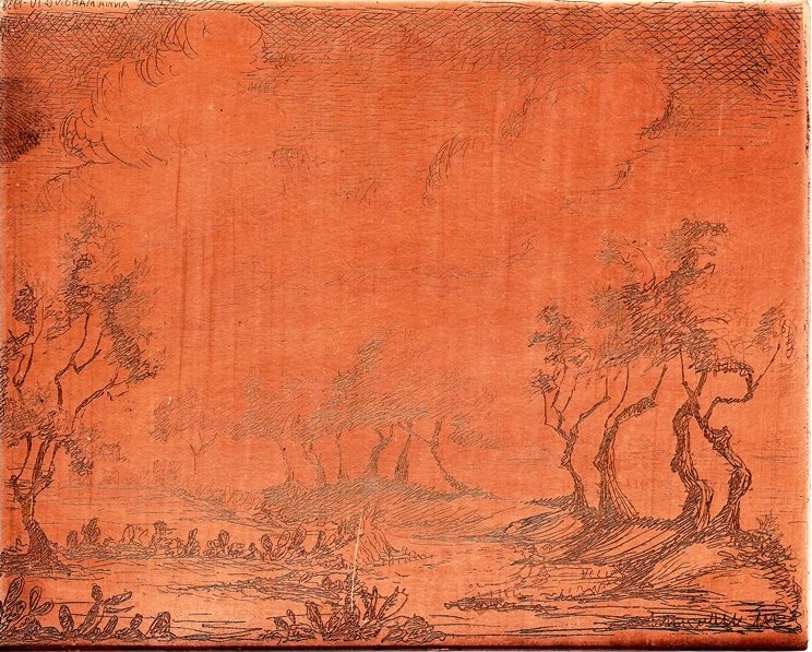 Gli ulivi - matrice in rame 1938